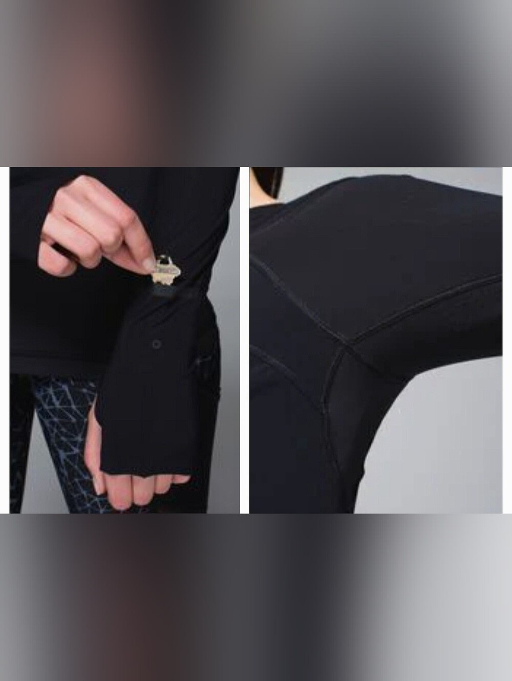 Lululemon Black Sea-Me Run Long Sleeve Layered Crop Top Sz 10 - Picture 3 of 13